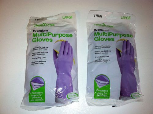 Multi Purpose rubber latex Gloves. 2 packs. 1 pair per pack. Size Large