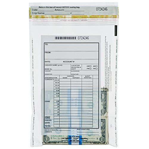 Cash Transmittal Bags - Perforated - 9 x 12 - Case of 100 Bags