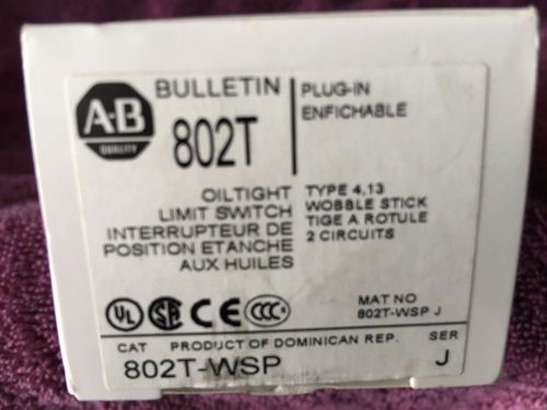 New Allen Bradley 802T-WSP1 Oil Tight Limit Switch Wobble Stick Series H NIB