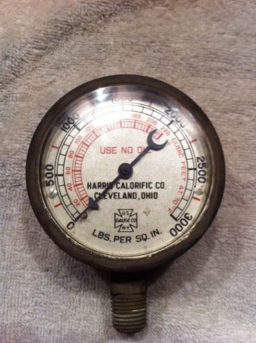 Vintage Harris Calorific US Gauge Co Steampunk Air Pressure Beveled Glass