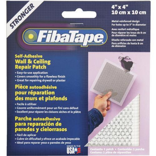 FibaTape 4 Inch x 4 Inch Wall &amp; Ceiling Self-Adhesive Drywall Patch