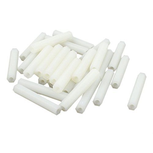 Uxcell 30 pack 35mm m3 female thread white nylon hex pcb spacer standoff for sale