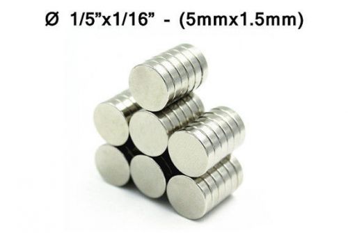5mmx1.5mm Neodymium Disc Magnets - 5x1.5 mm - 5*1.5mm - 1/5&#034;x1/16&#034; Fridge Magnet