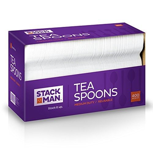 Stack Man Medium Weight Plastic Tea Spoon, White, 400 per Case
