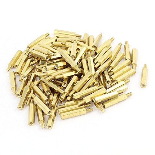 uxcell M3 20mm+6mm Male to Female Brass PCB Screw Spacer Hex Stand-Off 100pcs