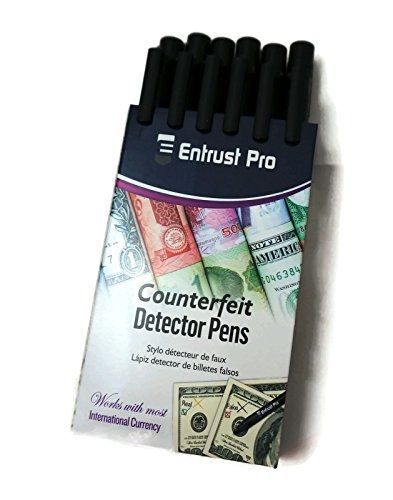 Entrust Pro Counterfeit Money Detector Pen Marker (12-Pack), Dollars, Pesos,