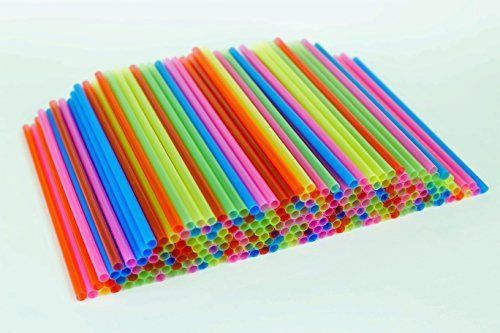 Sonrise 500 regular neon plastic straws 7 3/4&#034; x 1/4&#034; in a resealable bag 500 for sale