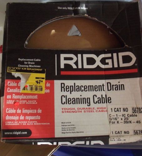 NEW Ridgid 56782 Drain Cleaning Cable, 5/16 In. X 25 Ft.