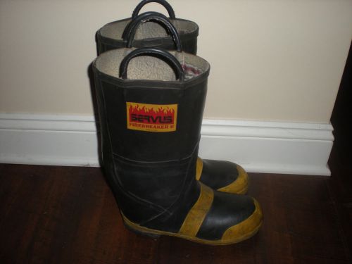 Vtg. &#034;Servus Firebreaker 11&#034; Rubber Firefighter Steel Toe Boots- Men&#039;s 8 and 1/2