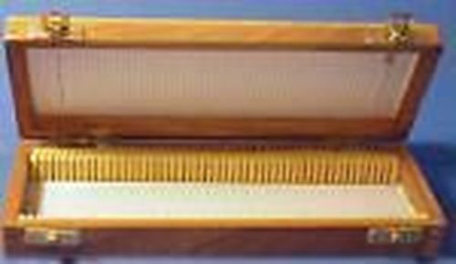 Wooden microscope slide storage box: holds 50 slides for sale