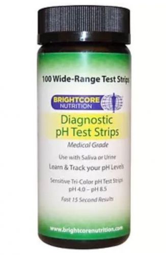 Brightcore Nutrition Diagnostic pH Test Strips - 100ct - Test saliva or urine -