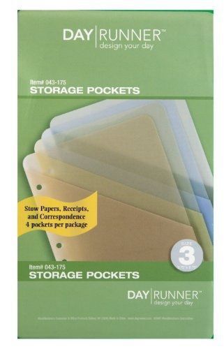 Day Runner Storage Pockets, Assorted Colors, 3.75 x 6.75 Inches (043-175)