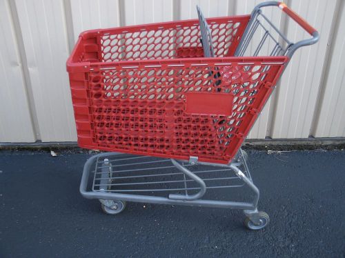 (versacart) dark red medium used plastic shopping grocery carts for sale