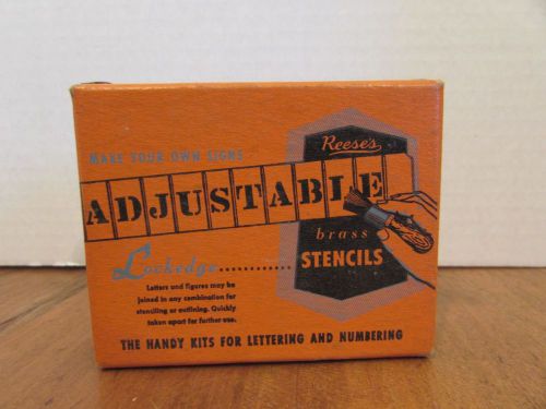 Vintage  Reese&#039;s Adjustable 1 1/2&#034; Brass Stencils Lockedge Letters A-Z gothic