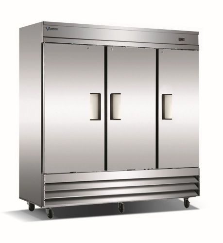 VORTEX Commercial 3 Door Reach-In Freezer - 72 Cu. Ft.