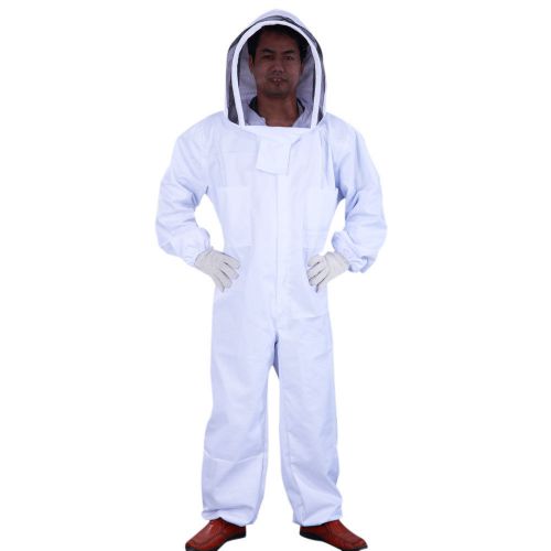Thickened Beekeeping Suit Full Body Bee Pest Control Veil Hood Smock White XXXL