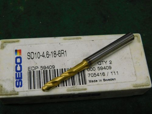 Seco Solid Carbide Drill 4.6mm .1811&#034; # SD10-4.6-18-6R1