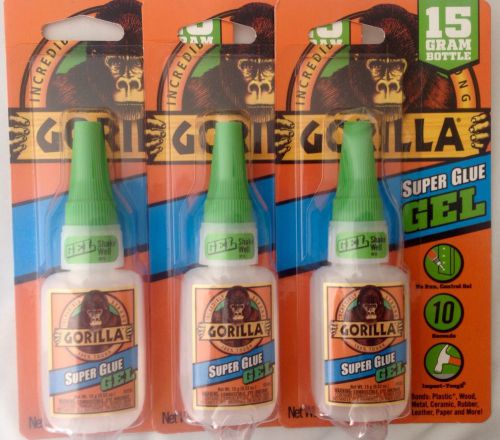 15g gorilla super glue gel clear 3-pack recover &amp; repair kit for sale