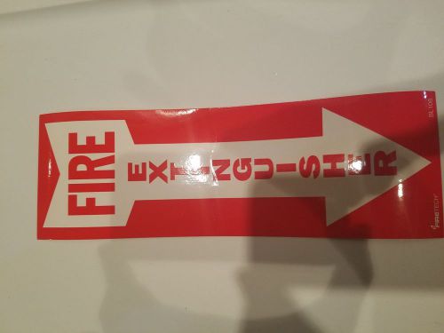 (1-SIGN) 4&#034; X 12 SELF-ADHESIVE VINYL &#034;FIRE EXTINGUISHER ARROW&#034; SIGN...NEW