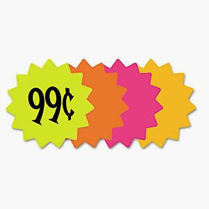 Die Cut Paper Signs, 4&#034; Round, Assorted Colors, Pack of 60 Each 090249 090249  -