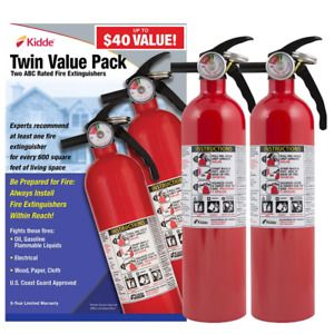 Fire Extinguisher 1-A:10-B:C Recreational Multi Use Home Office Emergency 2-Pack