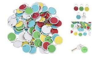 100 Pieces Metal Rimmed Key Tags Round Paper Tags with Split 31mm Multicolor