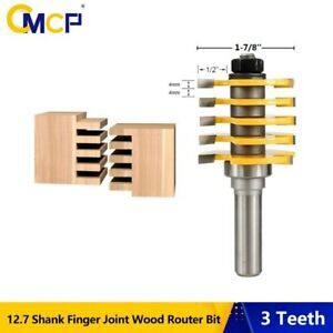 CMCP 1/2&#034; 12.7mm Shank Finger Joint Router Bit 3 Teeth Adjustable Tenon Cutter F