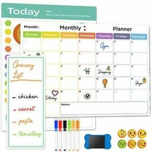 Dry Erase Whiteboard Calendar Refrigerator Wall 2021 White Board with 6 Markers