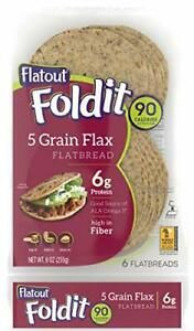 FLATOUT Flatbread - Foldit 5 GRAIN FLAX (4 Packs of 6 Foldits)