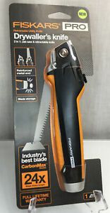 Fiskars Pro Drywallers Knife Utility Retractable with Jab Saw CarbonMax Blades