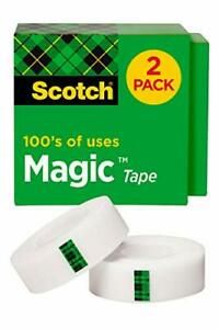 Scotch Magic Tape, 2 Rolls, Numerous Applications, Invisible, 2 Clear