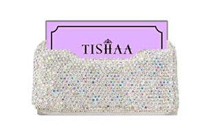 TISHAA Business Card Holder Stand - Bling Name Cards Office Desk Desktop Table