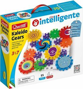 Kaleido Gears - 55 Piece Building Set w/ 3 Different Sized Quercetti Toy Interlo