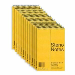 National Brand Steno Notebook with Brown Board Cover Green Eye-Ease Paper Gre...