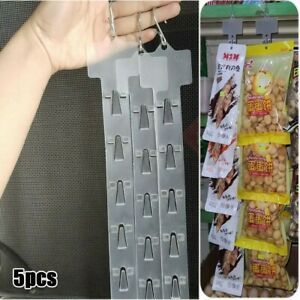 5x Position Clip Strip Supermarket Snack Hanging Rack Store Display Hanger Hooks