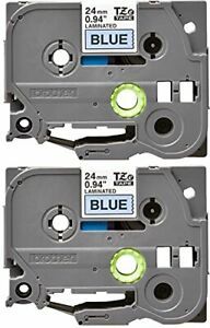 Brother Genuine P-Touch 2-Pack TZe-551 Laminated Tape Black Print on Blue Sta...