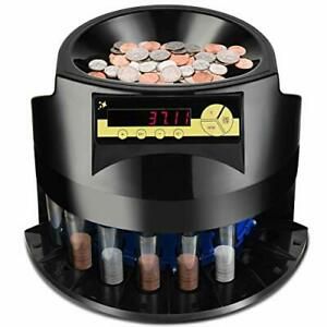 Electric Coin Counter, Coin Sorter Machine Large Capacity 330 Coins/min Black