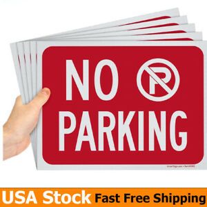 (Pack of 5) No Parking Sign 9&#034; x 12&#034; Polystyrene