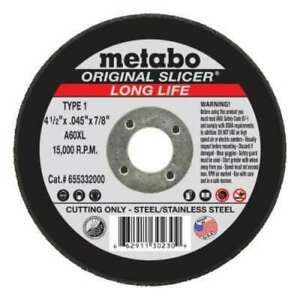Metabo Original Slicer Cutting Wheel, Type 1, 4-1/2 in Diameter, 1/16 in Thick,