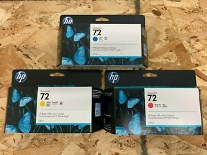 Genuine HP 72 Ink C9373A C9372A C9371A Cyan Magenta Yellow 2021 OEM