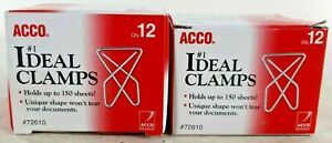 Acco Ideal Clamps, Steel Wire, Large, 2-5/8&#034;, Silver, 12/Box (ACC72610) 2 Boxes