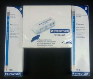 Staedtler Rasoplast 526 B20 Eraser x 20 &amp; HB2 Norica 132 46 Wood Pencils 12 x 2
