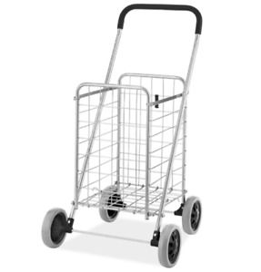 Jumbo Folding Shopping Cart with Wheels Heavy Duty Size Basket Laundry Grocery