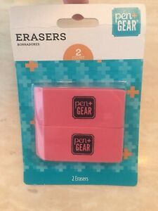 Pen Gear Pink Eraser 1 Pack 2 Count No Smudge Rubber School Office Supplies