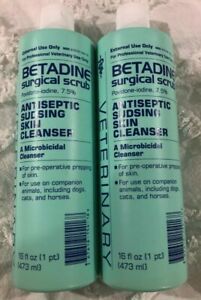 2-Betadine Surgical Scrub Dogs Cats Horse 16 oz Antiseptic Sudsing Skin Cleanser