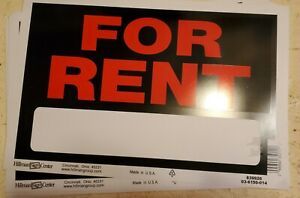 9x12 For RENT Sign - Plastic Apartment House Housing lot of 10