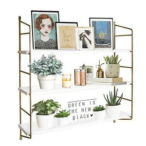 BOLUO Gold Wall Shelf Bathroom Floating Shelves Mounted Shelving Bedroom ... New