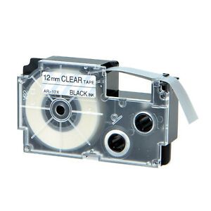 1PK XR-12X Black on Clear Label Tape for Casio KL-120 430 750 60SR 2000 1/2&#034;