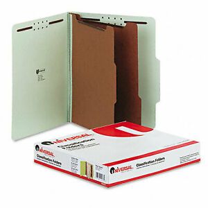 Universal 10273 Pressboard Classification Folder  Letter  6-Section  Gray/Green