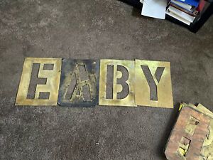 Lot of 34 Brass 12 Inch Letter And Number Stencils .